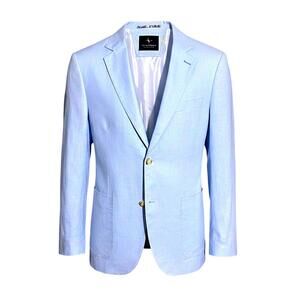 TAILORBYRD Mens (40R) Baby Blue Linen-Rayon Sport Coat 2-Button Jacket - Lined